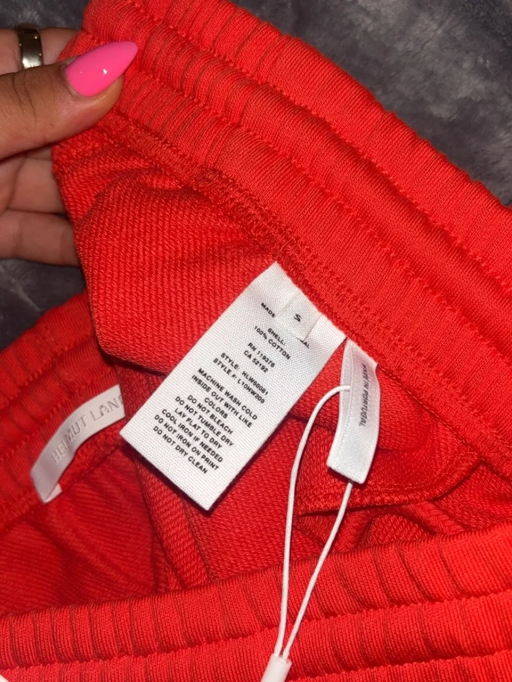 Helmut Lang Red Pullover Hoodie and Matching Shorts Set